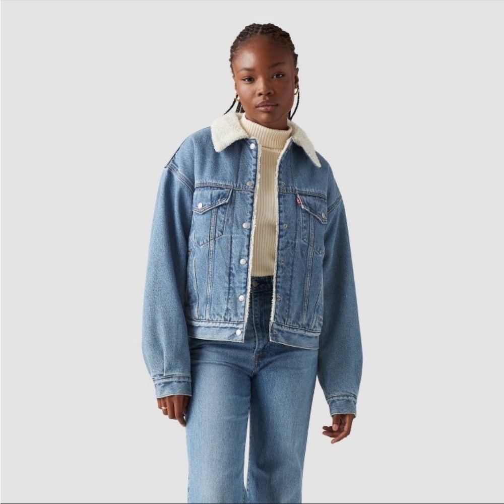 Levi's Blue Denim Jacket with Sherpa Collar